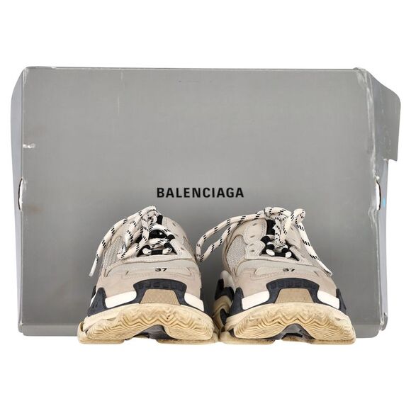 Balenciaga Clear Sole Triple S Sneakers in Beige Polyester